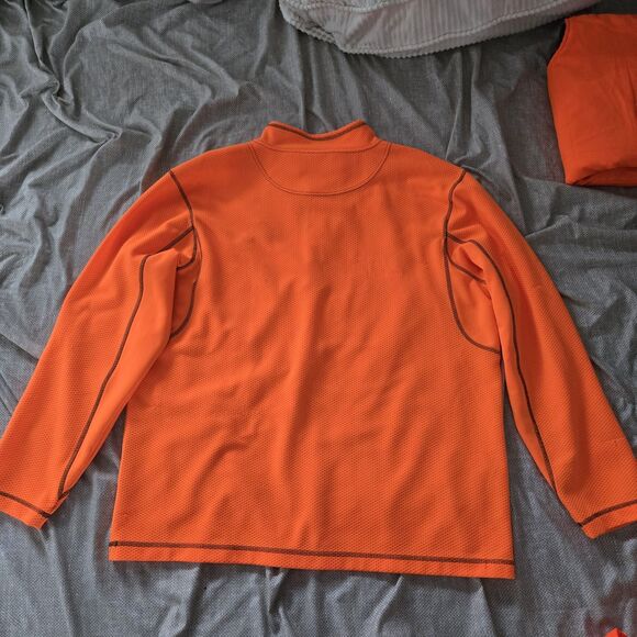 Mossy Oak Neon Orange Quarter Zip Pullover Sweater Men XL Trap Y2K Hunting Trend - Picture 2 of 5